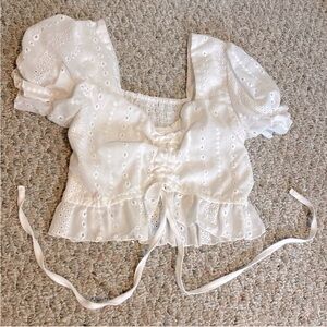 White eyelet crop top